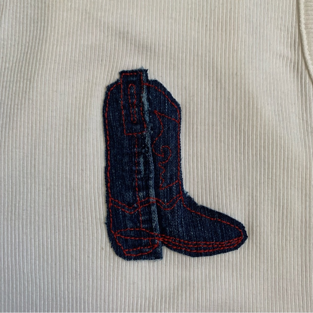 Reworked Cowboy Boot Patch Tank Top - Picture 3 of 6